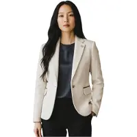 TruClothing Damen cremefarbener Woll-Tweed-Fischgrät-Karoblazer – WS-1