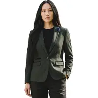 Cavani Damen-Makel-Woll-Mix-Herringbone Tweed maßgeschneiderter Blazer – Caridi
