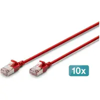 Digitus CAT 6A F-FTP Slim Patchkabel, Kupfer, LSZH AWG 32/7, Länge 1,5 m, Rot, 10 Stk.