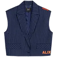Alix The Label Damen Blazers Ladies Woven Striped Waistcoat - Donkerblauw - Größe S