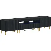 Syfax 3-teiliges LED TV Regal ARNHEM 3 stk. Schwarz Holzwerkstoff