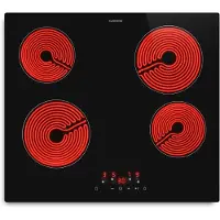 Klarstein Hito Glaskeramik-Kochfeld | 4 Kochzonen | 6000 W | 9 Leistungsstufen | 60 cm Schwarz