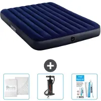 Intex Luftbett – 2 Personen – 152 x 203 x 25 cm – Blau – im Lieferumfang enthalten Spannbettuch - Pumpe en Reperaturset