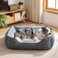 Markenlos Hundebett für mittelgroße Hunde - waschbar, weich, atmungsaktiv, 76x61x23 cm, rutschfest