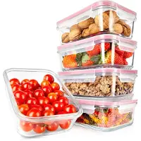 Markenlos Glasbehälter Set 5 Stück - Stapelbare Meal-Prep-Container, rot