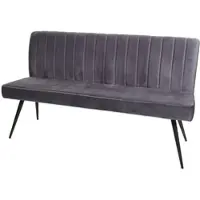 Décoshop26 - Gepolsterte Esszimmer-Sofabank mit dunkelgrauem Samtbezug und Metallrückenlehne 160 cm 04_0005856