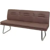 Décoshop26 - Esszimmerbank gepolsterte Sitzbank mit brauner Stoffrückenlehne und gebürstetem Edelstahl Länge 180 cm 04_0005852 04_0005852