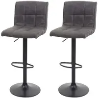 Décoshop26 - Set aus 2 Barhockern/Tresenhockern mit verstellbarer Höhe in dunkelgrauem Wildlederimitat 04_0000121