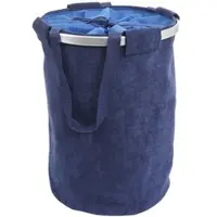 Décoshop26 - Wäschekorb mit Kordelzug 55 x 39 cm 65 l blauer Samt 04_0001297