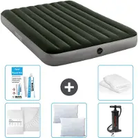 Intex Luftbett – 2 Personen – 152 x 203 x 25 cm – Grün – im Lieferumfang enthalten Spannbettuch - Küssen - Pumpe - Reperaturset en Kissenschutz