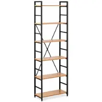 Helloshop26 Robustes und elegantes Bücherregal 60 x 28 x 182,5 cm 150 kg lackierter Stahl und braune Spanplatten 14_0006156