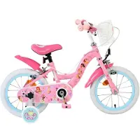 Volare Magic Royals Kinderfahrrad Mädchen 14 Zoll Rosa mit zwei Handbremsen, Korb und Stützrädern