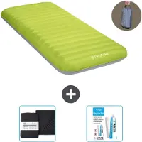 Intex Campingmatte - 1 Person - 76 x 191 x 17 cm - Grün - Inklusive Pumpe - Spannbettuch en Reperaturset