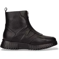 Wonders für Damen. A-4425 Leder-Stiefeletten Wild schwarz (36), Wohnung, Reißverschluss, Lässig