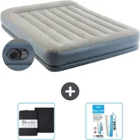 Intex Luftbett - 2 Personen - 152 x 203 x 30 cm - Grau - Inklusive Pumpe - Spannbettuch en Reperaturset