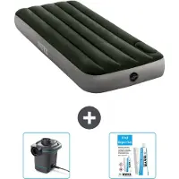 Intex Luftbett - 1 Person - 76 x 191 x 25 cm - Grün - Pumpe en Reperaturset