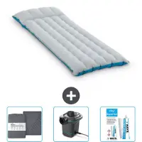 Intex Campingmatte – 1 Person – 67 x 184 x 17 cm – Blau – im Lieferumfang enthalten Spannbettuch - Pumpe en Reperaturset