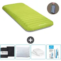 Intex Campingmatte - 1 Person - 76 x 191 x 17 cm - Grün - Inklusive Pumpe - Spannbettuch - Küssen - Reperaturset en Kissenschutz