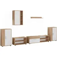 Vicco Wohnwand Berno Goldkraft Eiche/Weiß 6-teiliges Set, Model 59217