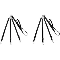 Jojomino 2X 3-Wege-Hundeleine, Verstellbarer Nylon-Koppler Ohne Verwicklung Abnehmbare 3 Im 1-Hundeleine mit Mehreren Hunden (Schwarz)