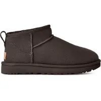 Ugg für Damen. 1116109 Classic Ultra Mini Lederstiefel Schokoladenbraun (40), Wohnung, Wildleder, Keine, Lässig