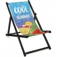 AllBags Premium Holz Gartenliege mit schwarzem Gestell "Stay cool this summer" – Klappbarer Strandliegestuhl, robust & stabil
