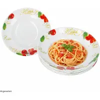 MamboCat 6er Set TOMATE Pastateller mit Dekor & Schrift aus Porzellan – DN3000070