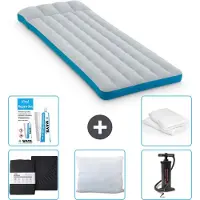 OEM Campingmat - blauw - 72 x 189 x 20 cm - inklusive Hoeslaken, Pomp, Reparatieset und Kissenbeschutz