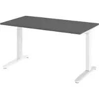 Bümö Schreibtisch Serie-XB - Nachbildung: Graphit, Gestell: Weiß/Alu poliert, Größe: 140 x 80 cm
