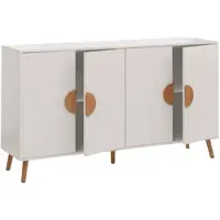 Décoshop26 - Sideboard mit Chevron-Muster und 4 Fächern 88 x 150 x 40 cm MDF mit weißer Melaminbeschichtung 04_0009785