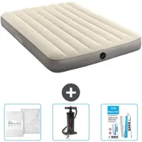 Intex Airbed - Doppelbett - 137 x 191 x 25 cm - Beige - Im Lieferumfang enthalten Spannbettuch - Pumpe en Reperaturset