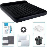 Intex Luftbett - 2 Personen - 183 x 203 x 25 cm - Dunkelblau - Im Lieferumfang enthalten Spannbettuch - Küssen - Pumpe - Reperaturset en Kissenschutz