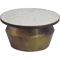 FineBuy Couchtisch mit Marmor Platte Design Wohnzimmertisch Sofatisch Metall rund 60cm