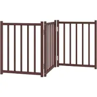 vidaXL 3-tlg. Hundetor Faltbar Braun Eiche 150 cm Massivholz Tanne