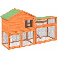 vidaXL Kaninchenstall Braun 185,5x60,5x109,5 cm Massivholz Kiefer
