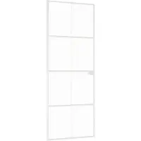 vidaXL Innentür Weiß 76x201,5 cm Hartglas & Aluminium Schlank