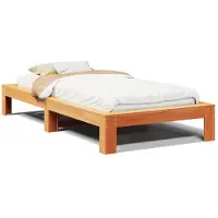 vidaXL Massivholzbett ohne Matratze Wachsbraun 75x190 cm Kiefernholz