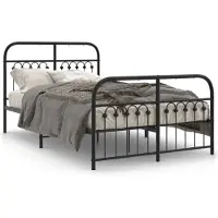 vidaXL Bettgestell mit Kopf- und Fußteil Metall Schwarz 120x190 cm