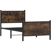 vidaXL Metallbett ohne Matratze Räuchereiche 90x200 cm
