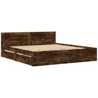 vidaXL Bettgestell mit Kopfteil Räuchereiche 180x200 cm Holzwerkstoff