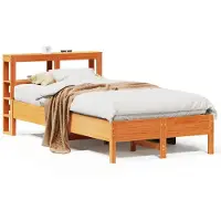 vidaXL Massivholzbett ohne Matratze Wachsbraun 75x190 cm Kiefernholz
