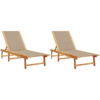 vidaXL Sonnenliegen 2 Stk. Taupe Massivholz Akazie und Textilene