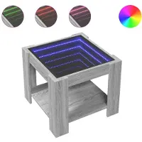 vidaXL LED-Couchtisch Grau Sonoma 53x53x45 cm Holzwerkstoff