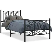 vidaXL Bettgestell mit Kopf- und Fußteil Metall Schwarz 90x200 cm