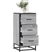 vidaXL Sideboard Grau Sonoma 35,5x35x76 cm Holzwerkstoff und Metall