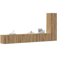 vidaXL 3-tlg. TV-Schrank-Set Wandmontage Artisan-Eiche Holzwerkstoff