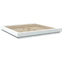 vidaXL Bettgestell mit LED Weiß 200x200 cm Holzwerkstoff