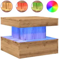 vidaXL Couchtisch mit LED-Leuchten Artisan-Eiche 50x50x40 cm