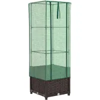 vidaXL Hochbeet mit Gewächshaus-Aufsatz Rattan-Optik 40x40x139 cm