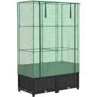 vidaXL Hochbeet mit Gewächshaus-Aufsatz Rattan-Optik 80x40x138 cm